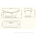 Double Slipper 2 Freestanding Cast Iron CUPC Bathtub